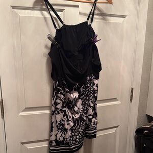 Soma Black and White Floral Strapless Dress